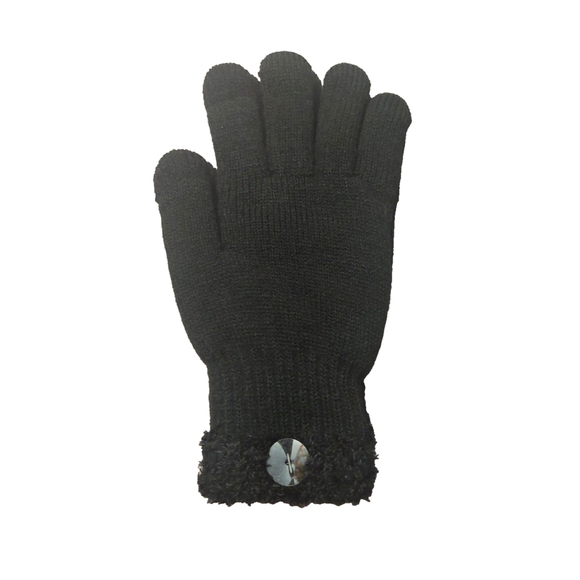 On 34th Rib Stitch Fuzzy Cuff Black Knit Gloves Sz One Size NWT - Picture 6 of 11